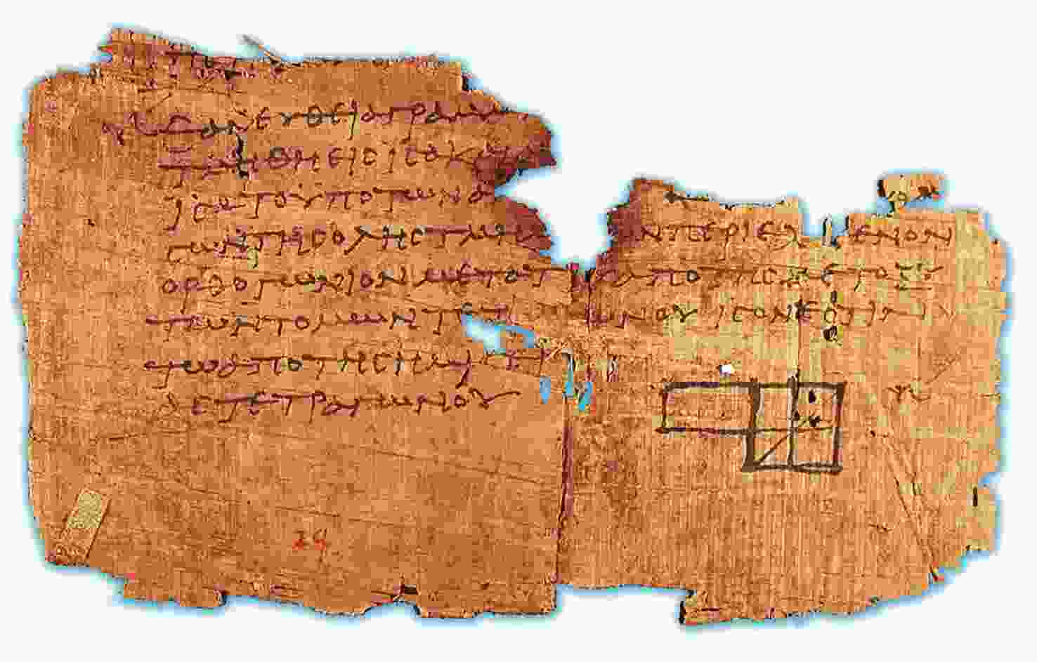 图                   莎草纸上的《  几何原本》(公元100年发现)