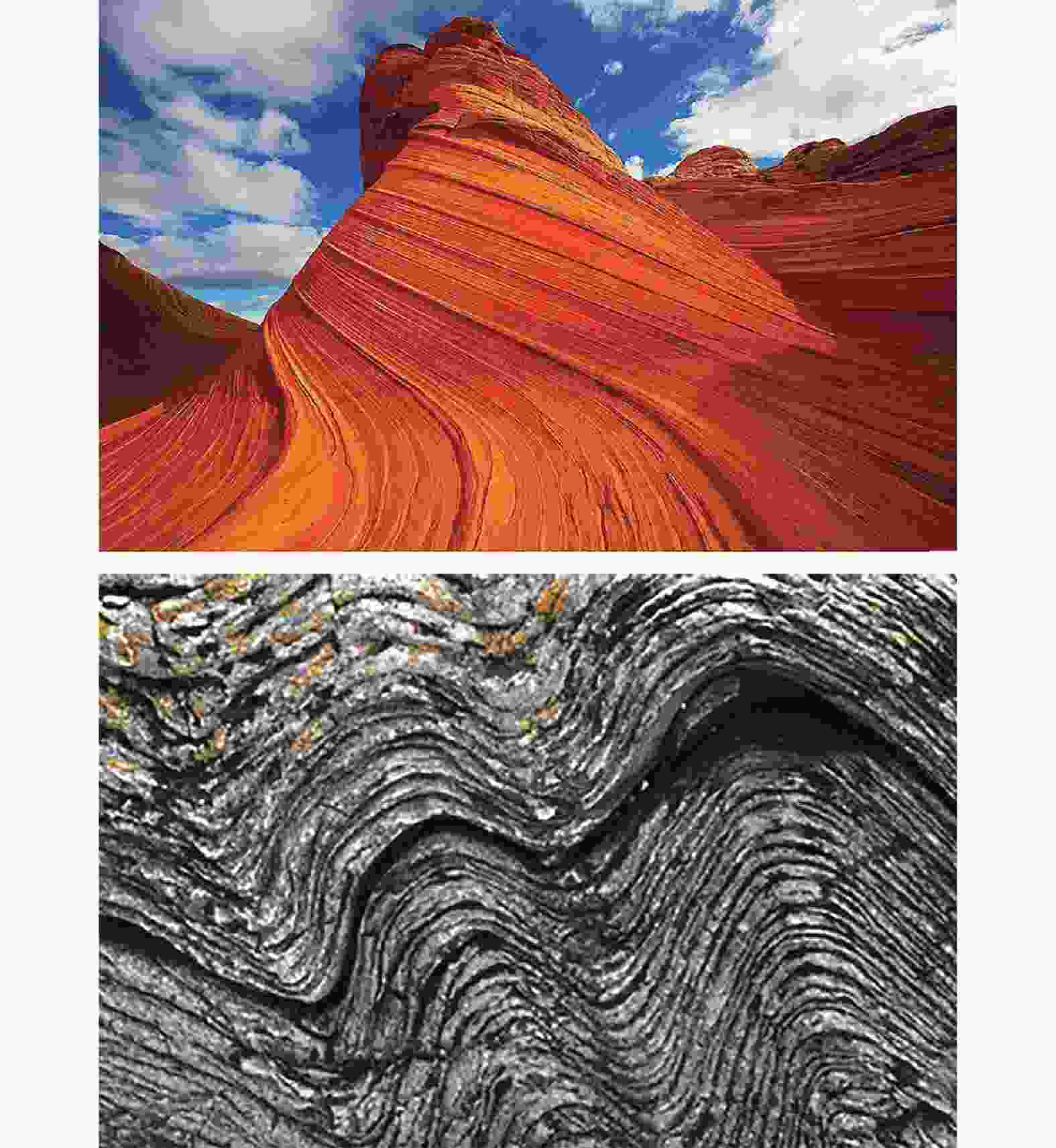 图                     岩层的流变形迹